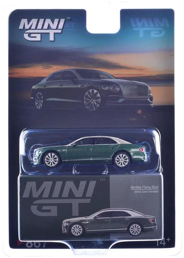 Alt view image 6 of 6 - Bentley Flying Spur White Sand and Verdant Green Metallic with Black Top Limited Edition 1/64 Diecast Model Car by Mini GT