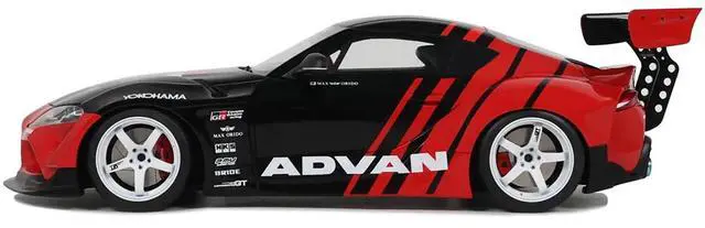 Alt view image 4 of 6 - 2020 Toyota Supra GR RHD (Right Hand Drive) "Advan" Black and Red 1/18 Model Car by GT Spirit