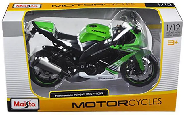 Alt view image 5 of 6 - 2010 Kawasaki Ninja ZX-10R Green 1/12 Diecast Motorcycle Model by Maisto