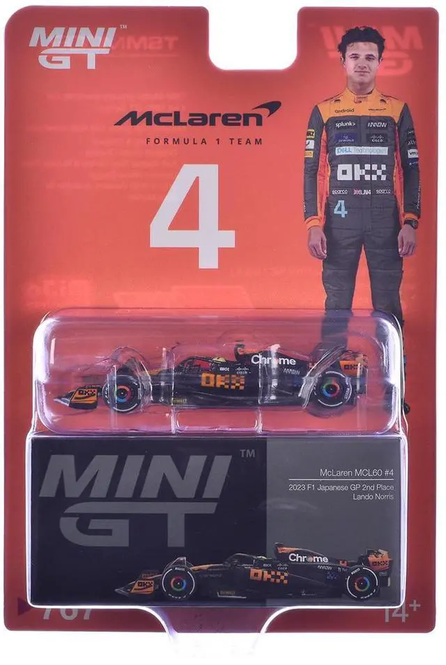 Alt view image 6 of 6 - McLaren MCL60 #4 Lando Norris 2nd Place Formula One F1 "Japanese GP" (2023) Limited Edition 1/64 Diecast Model Car by Mini GT