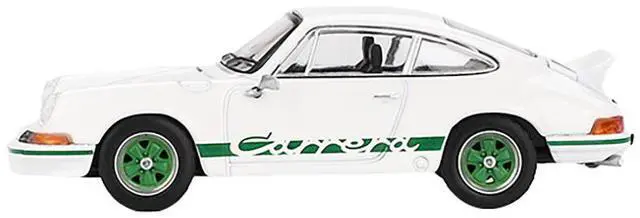 Alt view image 2 of 6 - Porsche 911 Carrera RS 2.7 Grand Prix White with Green Stripes and Wheels Limited Edition 1/64 Diecast Model Car by Mini GT