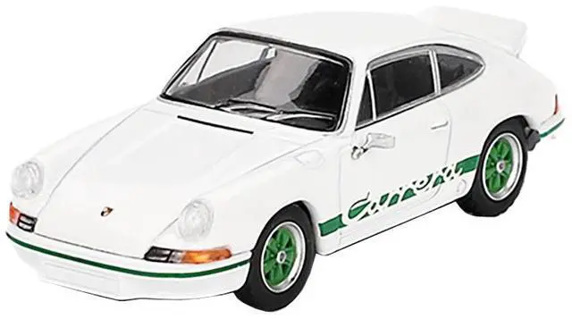 Alt view image 4 of 6 - Porsche 911 Carrera RS 2.7 Grand Prix White with Green Stripes and Wheels Limited Edition 1/64 Diecast Model Car by Mini GT