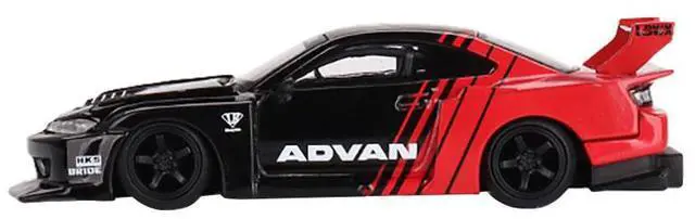 Alt view image 2 of 4 - Nissan "LB-Super Silhouette" S15 SILVIA RHD (Right Hand Drive) Red and Black "ADVAN" Ltd Ed 1/64 Diecast Model Car by Mini GT