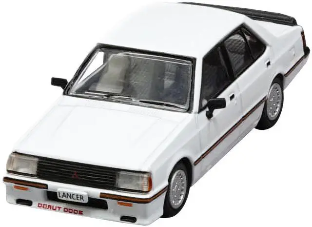 Alt view image 2 of 3 - Mitsubishi Lancer EX2000 Turbo RHD (Right Hand Drive) White w/Stripes with Extra Wheels 1/64 Diecast Model Car by BM Creations