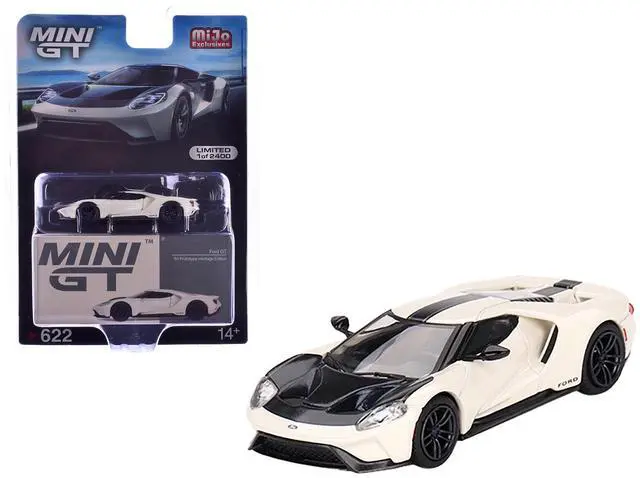 Main image of Ford GT "1964 Prototype Heritage Edition" Wimbledon White with Black Hood and Stripe Ltd Ed 1/64 Diecast Model Car by Mini GT