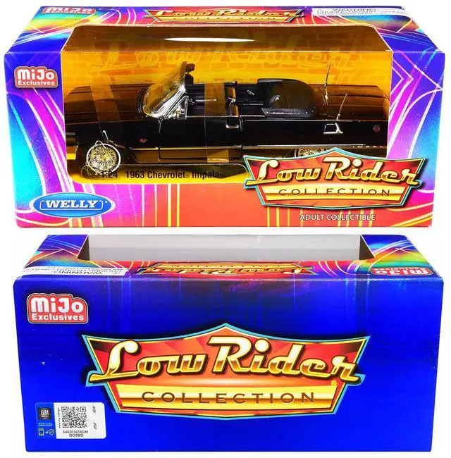 Alt view image 3 of 3 - 1963 Chevrolet Impala SS Convertible Black "Low Rider Collection" 1/24 Diecast Model Car by Welly