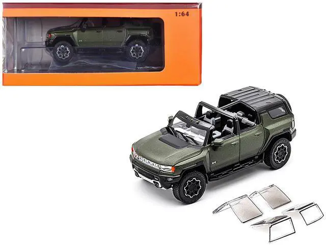 Main image of 2023 GMC Hummer EV SUV Green Metallic with Black Top 1/64 Diecast Model Car by GCD