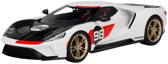 Main image of 2021 Ford GT #98 White with Black Hood "Heritage Edition" 1/18 Model Car by Top Speed