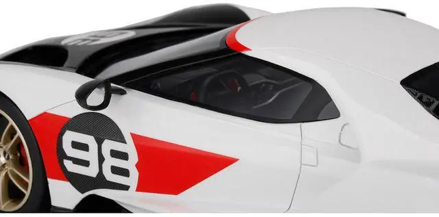 Alt view image 3 of 6 - 2021 Ford GT #98 White with Black Hood "Heritage Edition" 1/18 Model Car by Top Speed