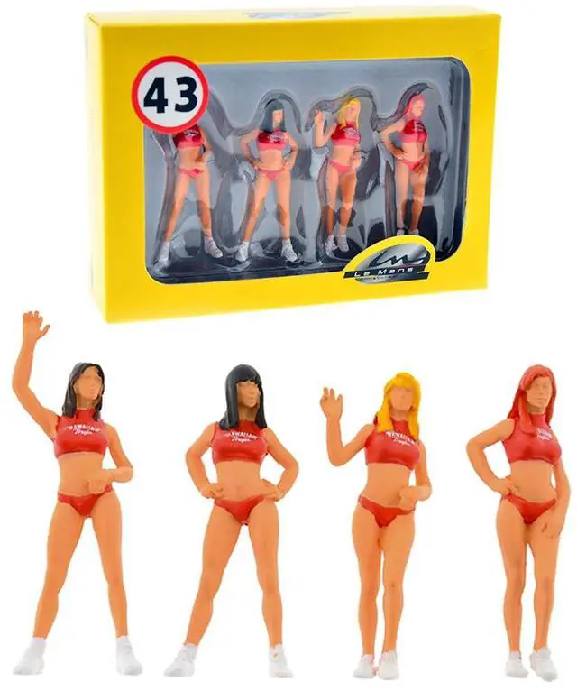 Main image of "Hawaiian Tropic Girls" Set of 4 Figurines for 1/43 Scale Model Cars by LeMans Miniatures