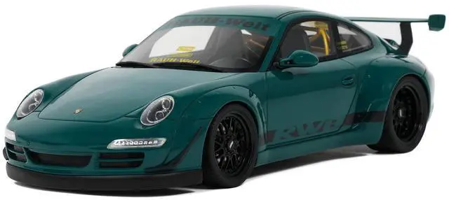 Main image of 2021 RWB Bodykit "Syunkashuto" Green with Black Stripes 1/18 Model Car by GT Spirit