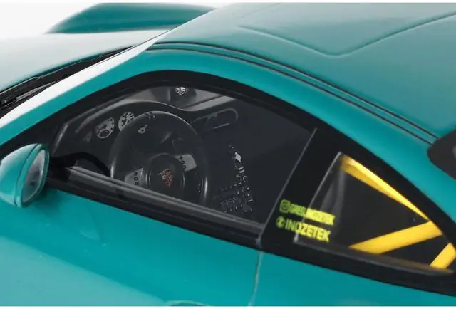 Alt view image 2 of 6 - 2021 RWB Bodykit "Syunkashuto" Green with Black Stripes 1/18 Model Car by GT Spirit