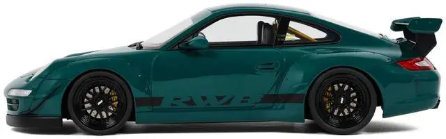 Alt view image 5 of 6 - 2021 RWB Bodykit "Syunkashuto" Green with Black Stripes 1/18 Model Car by GT Spirit