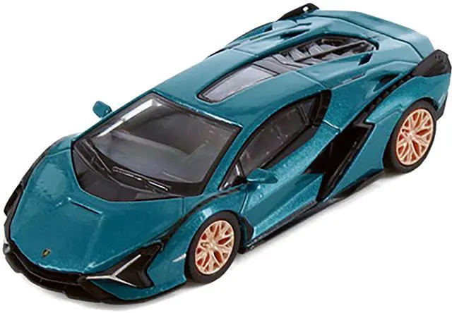 Alt view image 2 of 3 - Lamborghini Sian FKP 37 Blu Uranus Blue Metallic "Hypercar League Collection" 1/64 Diecast Model Car by PosterCars