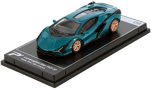 Alt view image 3 of 3 - Lamborghini Sian FKP 37 Blu Uranus Blue Metallic "Hypercar League Collection" 1/64 Diecast Model Car by PosterCars