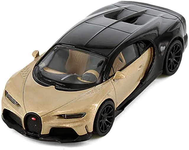 Alt view image 2 of 3 - Bugatti Chiron Supersport Silk Gold Metallic and Nocturne Black "Hypercar League Collection" 1/64 Diecast Model Car PosterCars