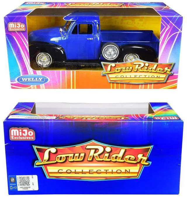 Alt view image 3 of 3 - 1953 Chevrolet 3100 Pickup Truck Blue and Black "Low Rider Collection" 1/24 Diecast Model Car by Welly