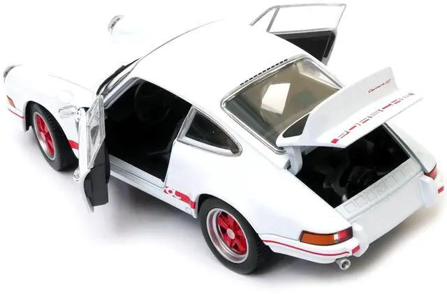 Alt view image 2 of 3 - Porsche 911 Carrera RS 2.7 White with Red Stripes "NEX Models" 1/24 Diecast Model Car by Welly