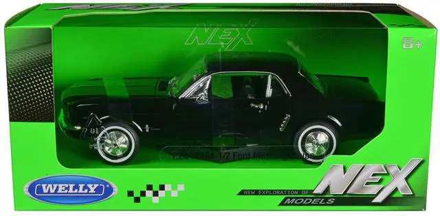 Alt view image 3 of 3 - 1964 1/2 Ford Mustang Coupe Hard Top Black 1/24 Diecast Model Car by Welly