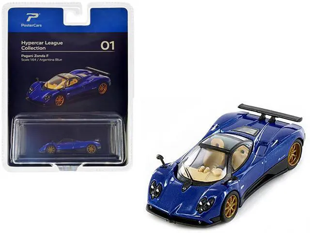Main image of Pagani Zonda F Argentina Blue Metallic "Hypercar League Collection" 1/64 Diecast Model Car by PosterCars