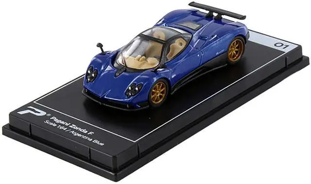 Alt view image 3 of 3 - Pagani Zonda F Argentina Blue Metallic "Hypercar League Collection" 1/64 Diecast Model Car by PosterCars