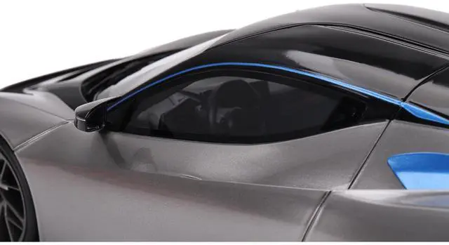 Alt view image 2 of 5 - 2019 Automobili Pininfarina Battista Grigio Luserna Silver Met w/Iconica Blu Blue Accents & Black 1/18 Model Car by Top Speed