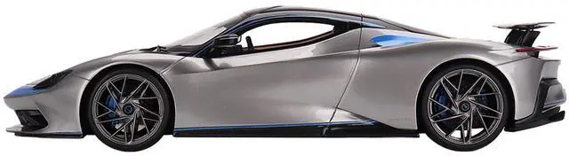 Alt view image 3 of 5 - 2019 Automobili Pininfarina Battista Grigio Luserna Silver Met w/Iconica Blu Blue Accents & Black 1/18 Model Car by Top Speed