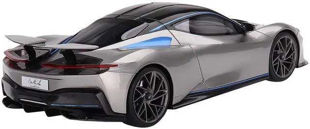 Alt view image 4 of 5 - 2019 Automobili Pininfarina Battista Grigio Luserna Silver Met w/Iconica Blu Blue Accents & Black 1/18 Model Car by Top Speed