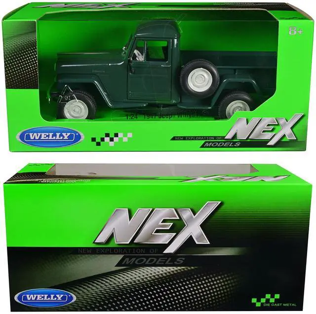 Alt view image 3 of 3 - 1947 Jeep Willys Pickup Truck Dark Green "NEX Models" Series 1/24 Diecast Model Car by Welly