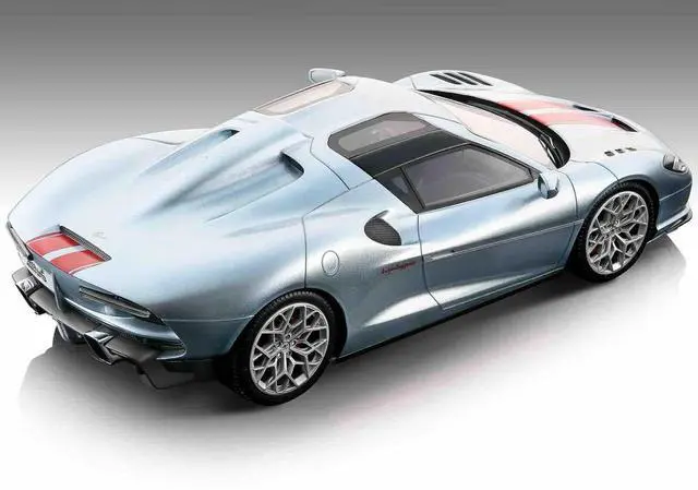 Alt view image 2 of 3 - 2021 Touring Superleggera Arese RH95 Silver Met. w/Red Stripes "Mythos Series" Ltd Ed to 70 pieces 1/18 Model Car by Tecnomodel