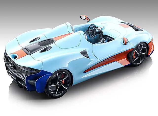 Alt view image 2 of 3 - 2020 McLaren Elva Convertible Light Blue w/Orange Accents "Exclusive Collection" Ltd Ed to 79 pcs 1/18 Model Car by Tecnomodel