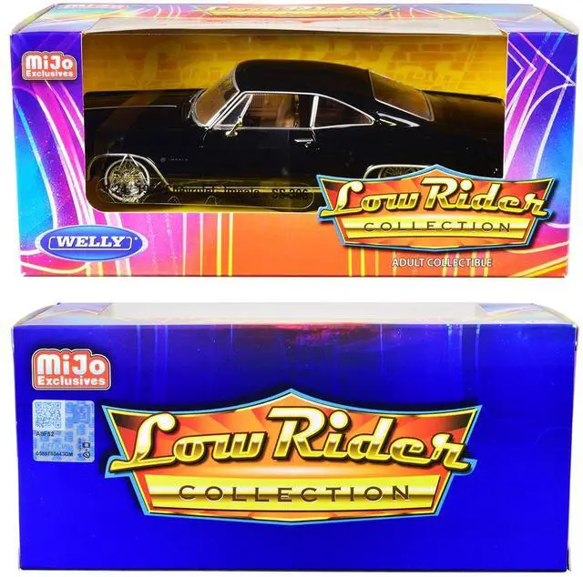 Alt view image 3 of 3 - 1965 Chevrolet Impala SS 396 Lowrider Black with Brown Interior "Low Rider Collection" 1/24 Diecast Model Car by Welly