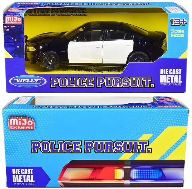 Alt view image 4 of 4 - 2016 Dodge Charger Pursuit Police Interceptor Black and White Unmarked "Police Pursuit" Series 1/24 Diecast Model Car by Welly