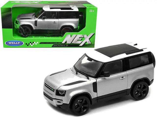 Main image of 2020 Land Rover Defender Silver Metallic with White Top "NEX Models" 1/26 Diecast Model Car by Welly