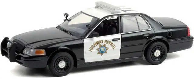 Alt view image 4 of 6 - 2008 Ford Crown Victoria Police Interceptor Black and White CHP "California Highway Patrol" "Hot Pursuit" Series 1/24 Diecast Model Car by Greenlight