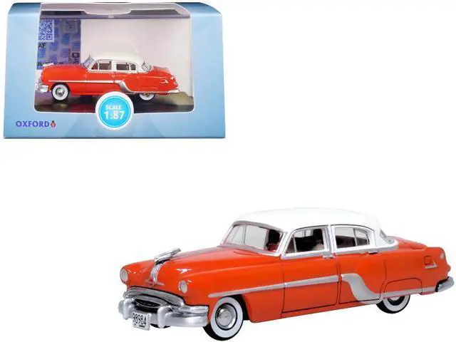 Alt view image 6 of 6 - 1954 Pontiac Chieftain 4 Door Coral Red with Winter White Top 1/87 (HO) Scale Diecast Model Car by Oxford Diecast