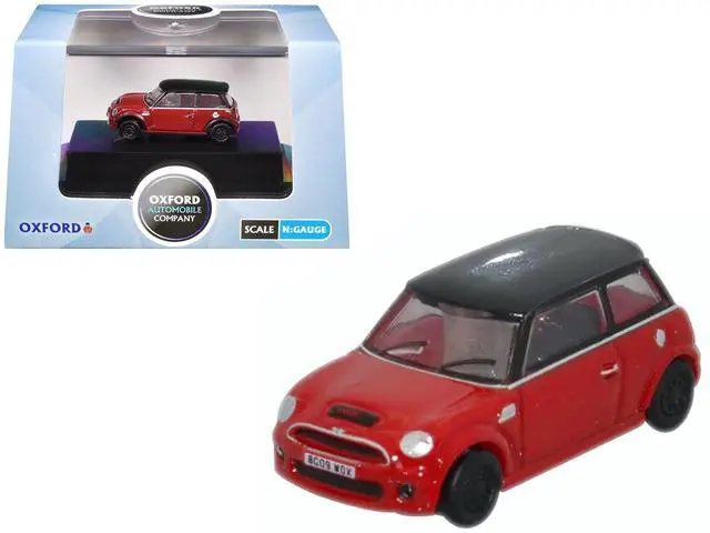 Main image of Mini Cooper S RHD (Right Hand Drive) Chili Red with Black Top 1/148 (N) Scale Diecast Model Car by Oxford Diecast