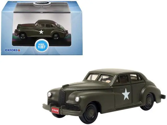 Main image of 1942 Packard Clipper Touring Sedan "US Army Staff Car" Olive Drab 1/87 (HO) Scale Diecast Model Car by Oxford Diecast