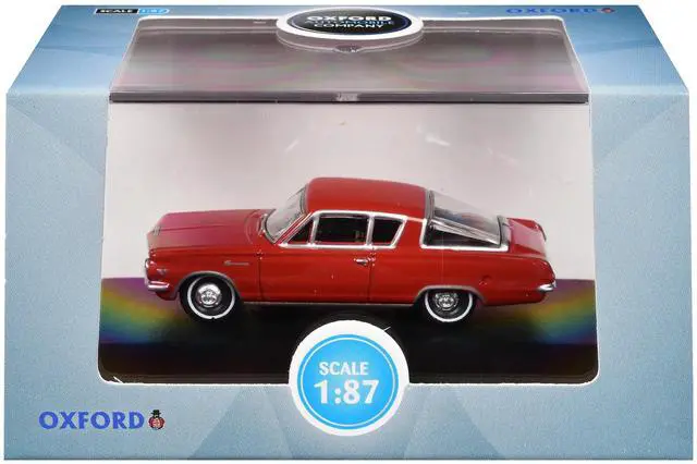 Alt view image 6 of 6 - 1965 Plymouth Barracuda Red 1/87 (HO) Scale Diecast Model Car by Oxford Diecast