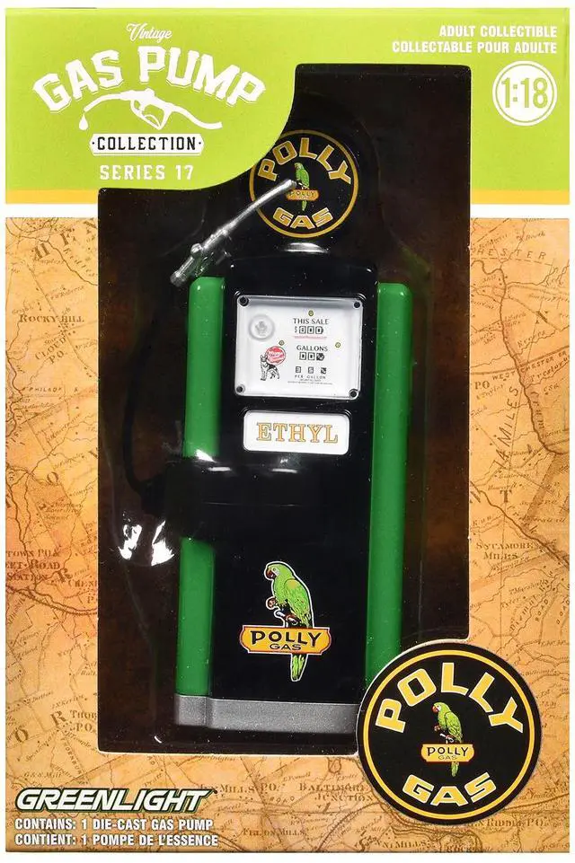 Alt view image 3 of 3 - 1948 Wayne 100-A Gas Pump "Polly Gas" Black and Green "Vintage Gas Pumps" Series 17 1/18 Diecast Replica by Greenlight