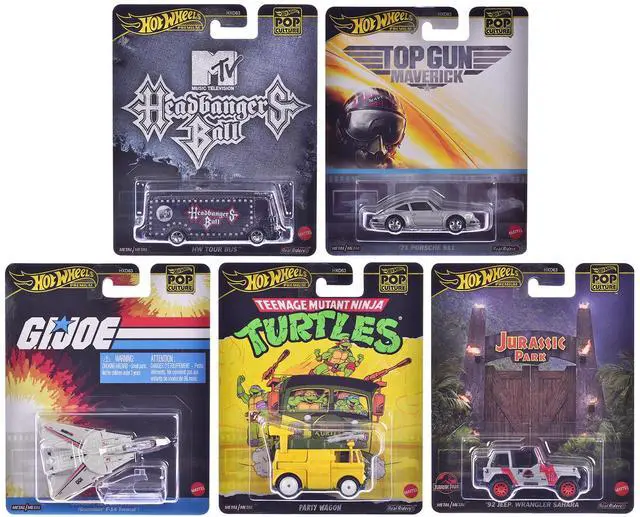 Main image of "Pop Culture 2025" 5 piece Set K "Premium Series" Die cast Model Cars by Hot Wheels
