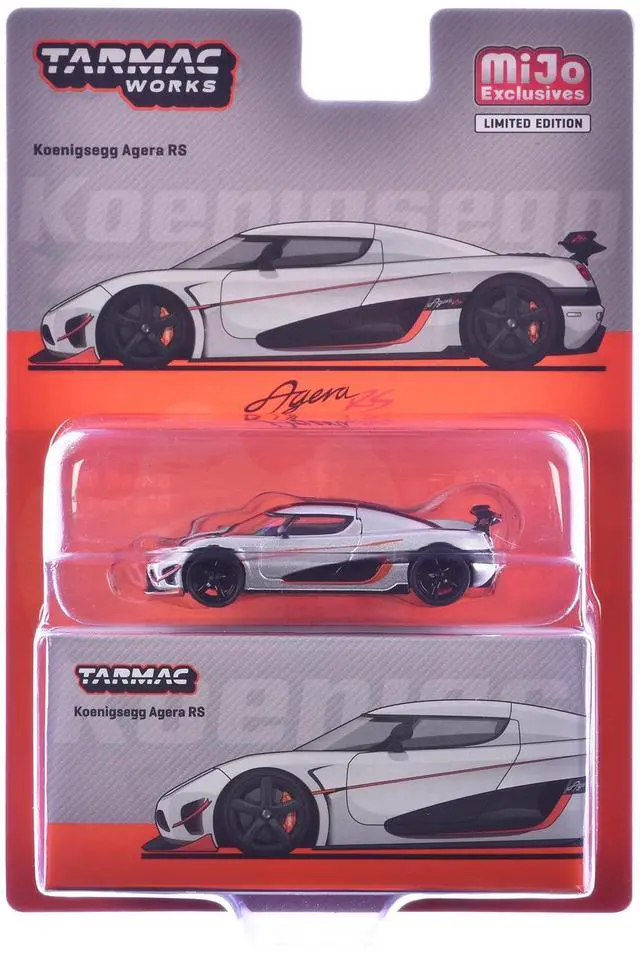 Alt view image 5 of 6 - Koenigsegg Agera RS Moon Silver Metallic with Black and Orange Stripes "Global64" Series 1/64 Diecast Model by Tarmac Works