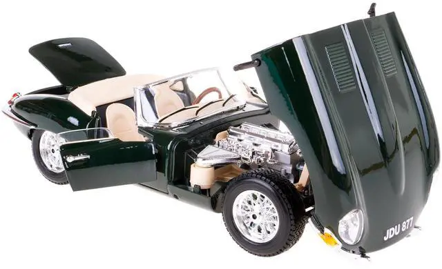 Alt view image 5 of 6 - 1961 Jaguar E Type Convertible Green 1/18 Die cast Model Car by Bburago