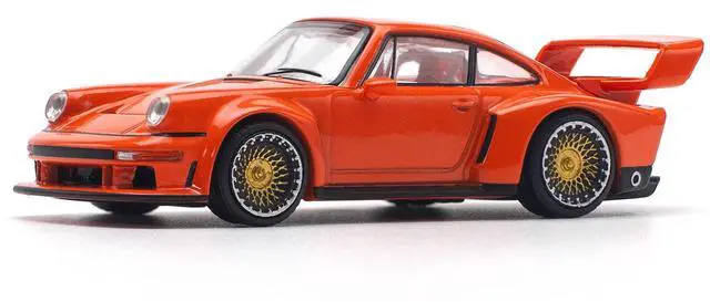 Main image of Singer DLS Turbo Study Orange Metallic 1/64 Diecast Model Car by Pop Race