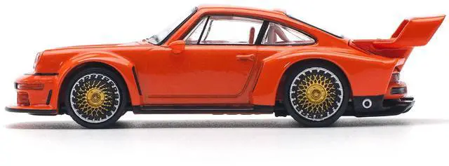 Alt view image 2 of 4 - Singer DLS Turbo Study Orange Metallic 1/64 Diecast Model Car by Pop Race