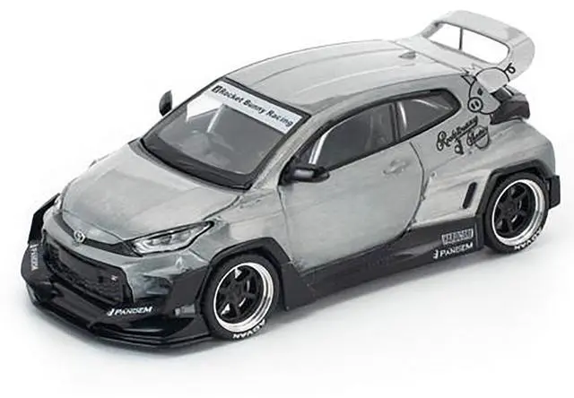 Alt view image 2 of 3 - Toyota "Pandem" GR Yaris RHD (Right Hand Drive) Raw Metal 1/64 Diecast Model Car by Pop Race