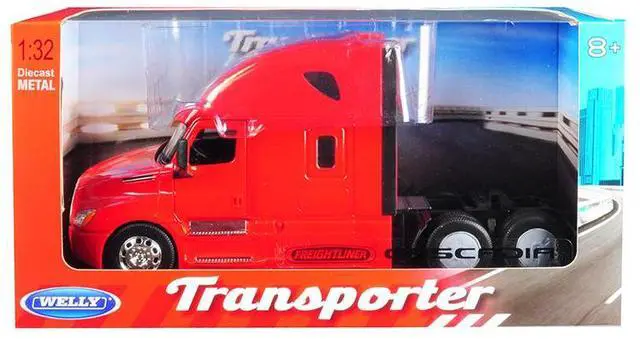 Alt view image 3 of 3 - Freightliner Cascadia Truck Red "Transporter" 1/32 Diecast Model by Welly
