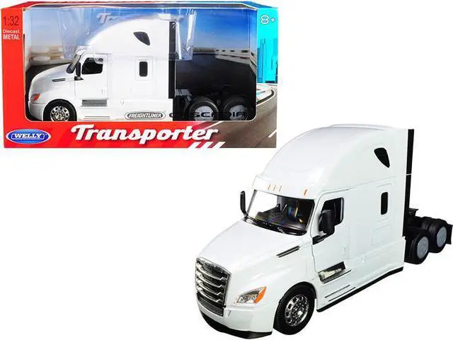 Main image of Freightliner Cascadia Truck White "Transporter" 1/32 Diecast Model by Welly
