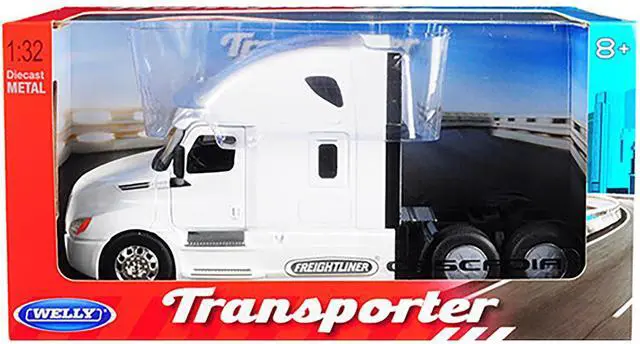 Alt view image 3 of 3 - Freightliner Cascadia Truck White "Transporter" 1/32 Diecast Model by Welly