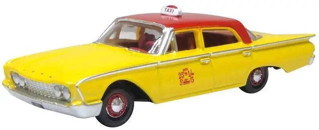 Alt view image 6 of 6 - 1960 Ford Fairlane Sedan "NYC Taxi" Yellow with Red Top and Interior 1/87 (HO) Scale Diecast Model Car by Oxford Diecast
